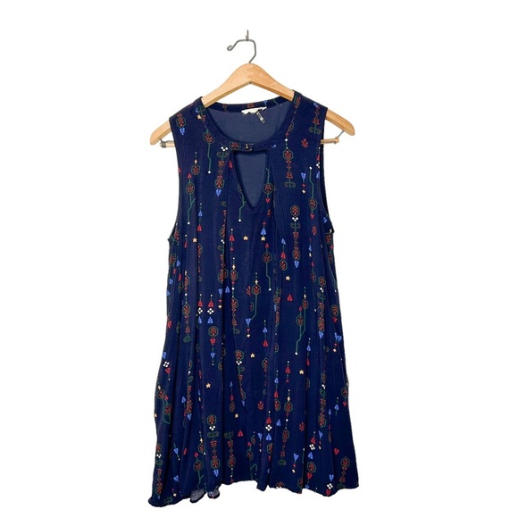 Entro Sleeveless Boho Print A‎ line Mini Dress Large L - Picture 1 of 9